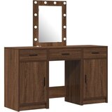  3-delni set toaletne mizice z LED črni hrastov inženirski les, (22054997) | Shoptok.si