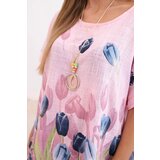 Kesi Włoski Women's cotton shirt with a floral pattern light pink | shoptok.hr