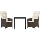  3-delni vrtni jedilni set z blazinami Rjav poli ratan, (22087069) | Shoptok.si