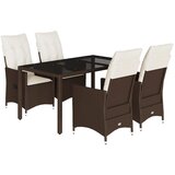  5-dijelni vrtni blagovaonski set s jastucima poliratan smeđi Smeđa 150 x 90 x 75 cm | shoptok.hr