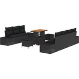 vidaXL 10 kom. set vrtnog sofa s jastučićima crni poli ratan akacija | shoptok.hr