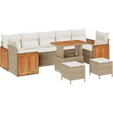 10-dijelni Vrtni Sofa Set s Jastucima Bež Poli Ratan Akacija 3-dijelni Vrtni Set za Jelo s Jastucima Bež Poli Ratan Akacija  10-dijelni Vrtni Sofa Set s Jastucima Bež Poli Ratan Akacija 3-dijelni Vrtni Set za Jelo s Jastucima Bež Poli Ratan Akacija Slike