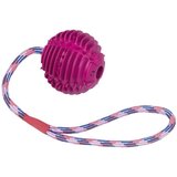 Nobby gumi žoga z vrvjo, vijola - 7,5 cm/30 cm Cene