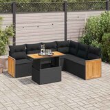 vidaXL 7-dijelni set vrtnih sofa od poliratana s jastucima crni bagrem Cijene