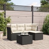 Maison Chic Seti vrtnega pohištva - Vrtna garnitura - Vrtni pohištvo set 5-delna z blazinami črn poli ratan, (21817689) | Shoptok.si