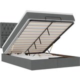 Maison Chic Otomanska Posteljni okvir - Dvoposteljna postelja - Zakonska postelja z vzmetnico & LEDs siv 140x200 cm blago-J237, (21762469) | Shoptok.si