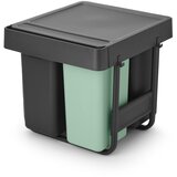 Brabantia Mentolno zelen/temno siv plastičen izvlečni koš za smeti za ločevanje odpadkov 40 l Sort&Go – | Shoptok.si