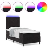 Box Spring Krevet s Madracem &amp LED Crna 90x200 cm Baršun | shoptok.hr
