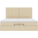  Otomanski okvir kreveta s madracima krem 200x200cm od tkanine | shoptok.hr