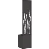 vidaXL Vrtno korito z dekorativno ploščo Črna 32 x 140 cm Mnogi jeklo | Shoptok.si