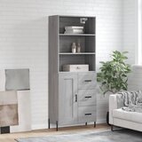 The Living Store Visoka komoda siva sonoma 69,5x34x180 cm inženirski les - Visoka Omarica, (21657521) | Shoptok.si