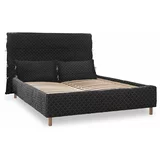 Miuform Crni tapecirani bračni krevet s podnicom 180x200 cm Sleepy Luna -