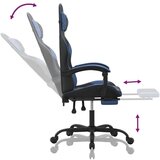  Igraća stolica od umjetne kože s osloncem za noge crno-plava | shoptok.hr