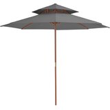 vidaXL Dvojni senčnik z lesenim drogom 270 cm antracitne barve, (20729367) | Shoptok.si