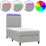 Maison Chic Box spring postelja - Vzmetna postelja z vzmetnico LED svetlo siva 90x190 cm blago SL22166, (21902549) Cene