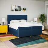 vidaXL Krevet s oprugama i madracem plavi 200 x 200 cm od tkanine | shoptok.hr
