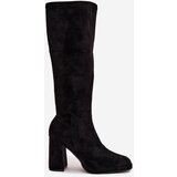 Boto Women's Boots with Stitching on Block Heel Black Brivana | Shoptok.si