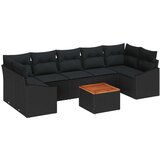 vidaXL 8-dijelni set vrtnih kauča s jastučićima Crni Poli Ratan Akacija | shoptok.hr