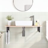  Zidna polica za umivaonik od čelika i masivne hrastovine Smeđa 100 x 40 x 2 cm | shoptok.hr