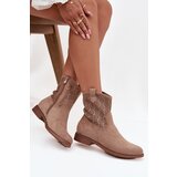 S. BARSKI Women's Flat Heeled Ankle Boots with Openwork Pattern S.Барски Cene