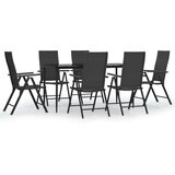  7-dijelni vrtni blagovaonski set od poliratana crni | shoptok.hr