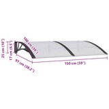 Nadstrešnica za vrata crna 150 x 100 cm polikarbonatna | shoptok.hr