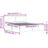  Okvir kreveta s uzglavljem boja hrasta 140x190 cm | shoptok.hr
