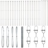 vidaXL Heksagonalna ograja 1.5x50 m Galvanizirano jeklo, Stebrički ograje 13 kos Ø32 mm 200 cm Galvanizirano jeklo | Shoptok.si