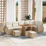 vidaXL 9-dijelni Vrtni Sofa Set s Jastucima Bež Poli Ratan Akacija Cijene