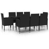  9-dijelni vrtni blagovaonski set od poliratana crni | shoptok.hr