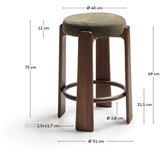 Kave Home Zelen/v temni naravni barvi barsko stol iz masivnega jesena (višina sedeža 75 cm) Granite – | Shoptok.si