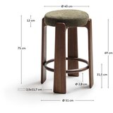 Kave Home Zelena/u tamnoj prirodnoj boji barska stolica od čvrste jeseni (visine sjedala 75 cm) Granite – | shoptok.hr