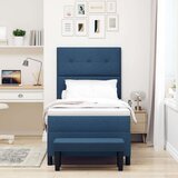  Postelja s škatlastim vzmetenjem z vzmetnico in klopjo modra 80x200 cm tkanina, (22082871) | Shoptok.si