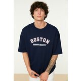 Trendyol Navy Blue Men's Oversize Crew Neck Short Sleeve Printed T-Shirt | ePonuda.com