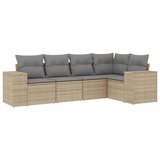 Maison Chic Seti vrtnega pohištva - Vrtna garnitura - Vrtni pohištvo set 5-delna z blazinami bež poli ratan, (21819539) | Shoptok.si