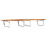  Zidna polica za umivaonik od čelika i masivnog bagremovog drva Smeđa 120 x 50 x 2 cm | Shoptok.si