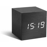 Gingko temno siva budilka z belim LED zaslonom Cube Click Clock