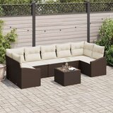  Set od 8 vrtnih sofa s jastučićima smeđi poli ratan Cijene