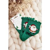 Aura.via Women's Shiny Christmas Socks with Santa Claus Green | Shoptok.si