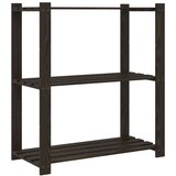 vidaXL Stojalo s policami 3-nadstropno črno 80x38x90 cm trdna borovina | Shoptok.si
