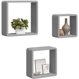  Kockaste zidne police 3 kom sive MDF | shoptok.hr