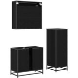 vidaXL Komplet pohištva za kopalnico 3 pcs Črni hrast 65 x 33 x 60 cm | Shoptok.si
