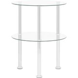  Bočni stolić s 2 razine prozirni 38 cm od kaljenog stakla | shoptok.hr