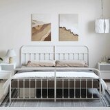  Metalni okvir kreveta uzglavlje i podnožje bijeli 193 x 203 cm | shoptok.hr