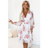 Numoco 388-3 FRANCES chiffon wrap dress with long sleeves - mallows | Shoptok.si