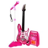 Dječja gitara sa pojačalom i mikrofonom Amp - roza