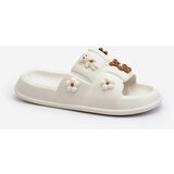 Kesi Women's foam slippers with white Cambrina embellishments Cene