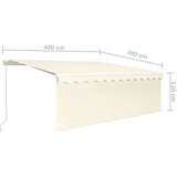 vidaXL Ročno zložljiva tenda s senčilom LED 4x3 m krem | Shoptok.si