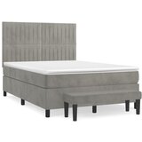 The Living Store Box spring postelja z vzmetnico svetlo siv 140x190 cm žamet - Box Spring Postelja, (21492376) | Shoptok.si