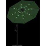  Viseći Suncobran s LED Svjetlom 300 cm Zeleni Metalna Šipka | shoptok.hr